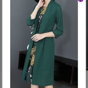 Vicky and Lucas Green Floral Layered A-Line dress, Size:small